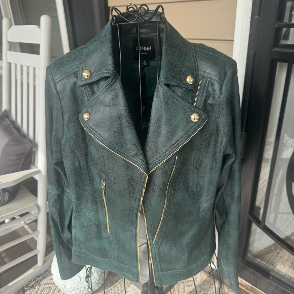Insight New York Cedar Faux Leather Jacket Size 8 NWT